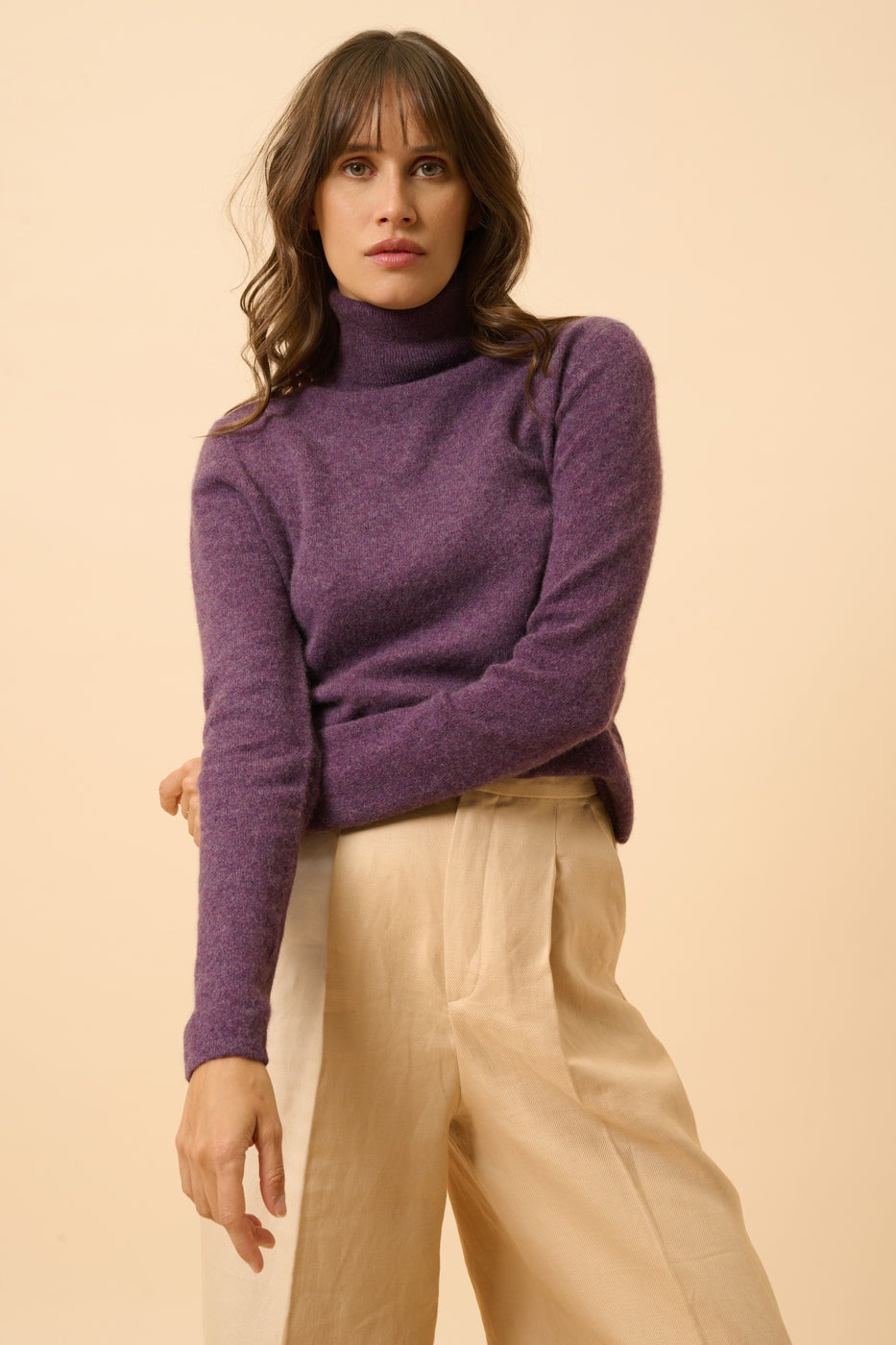 Jersey Cuello Vuelto - Ava - Violeta Jaspeado