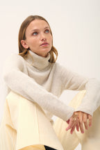 Pull Col Roulé 4 Fils - June - Gris Perle Chiné