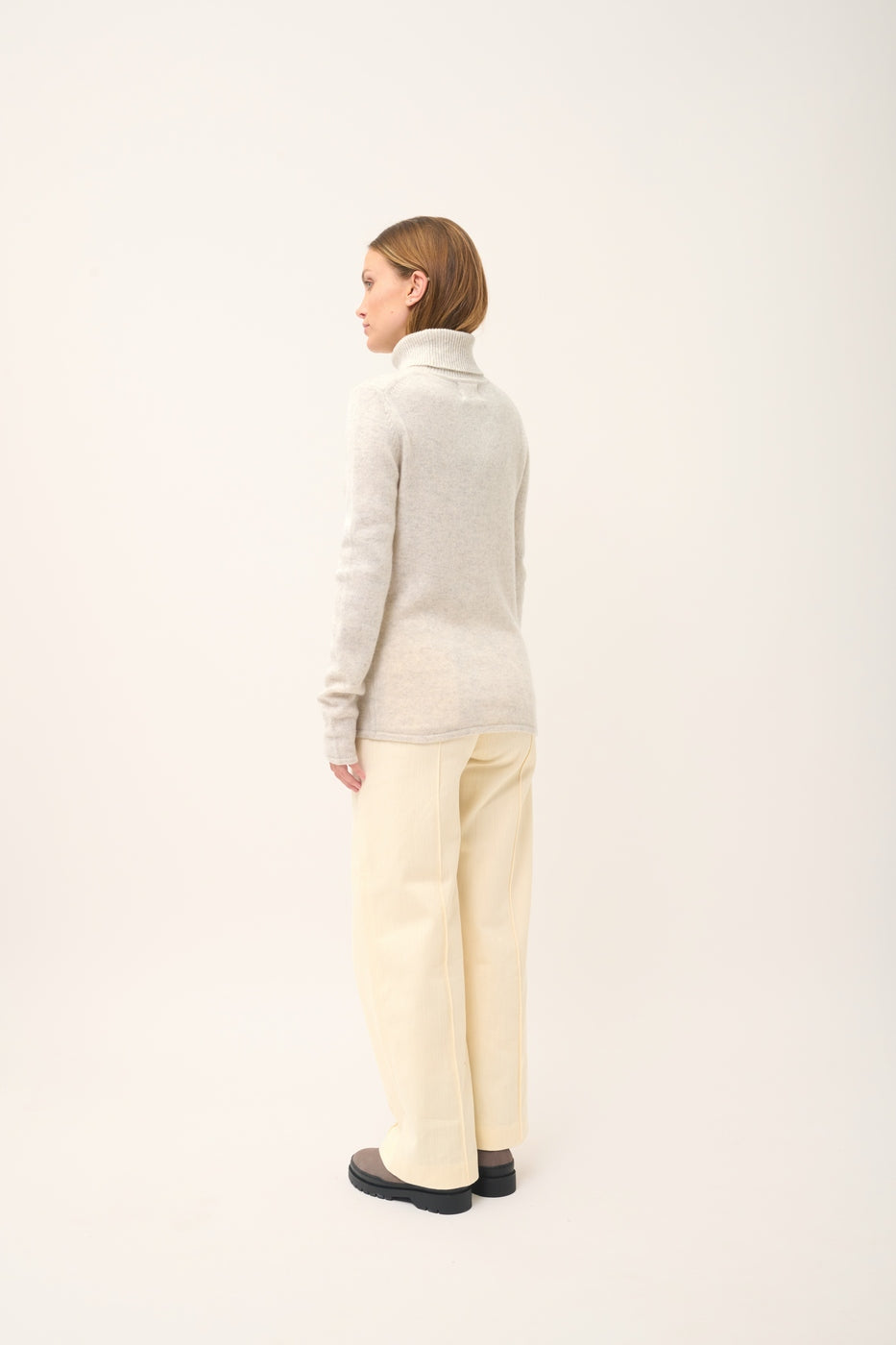 Pull Col Roulé 4 Fils - June - Gris Perle Chiné