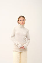 Pull Col Roulé 4 Fils - June - Gris Perle Chiné