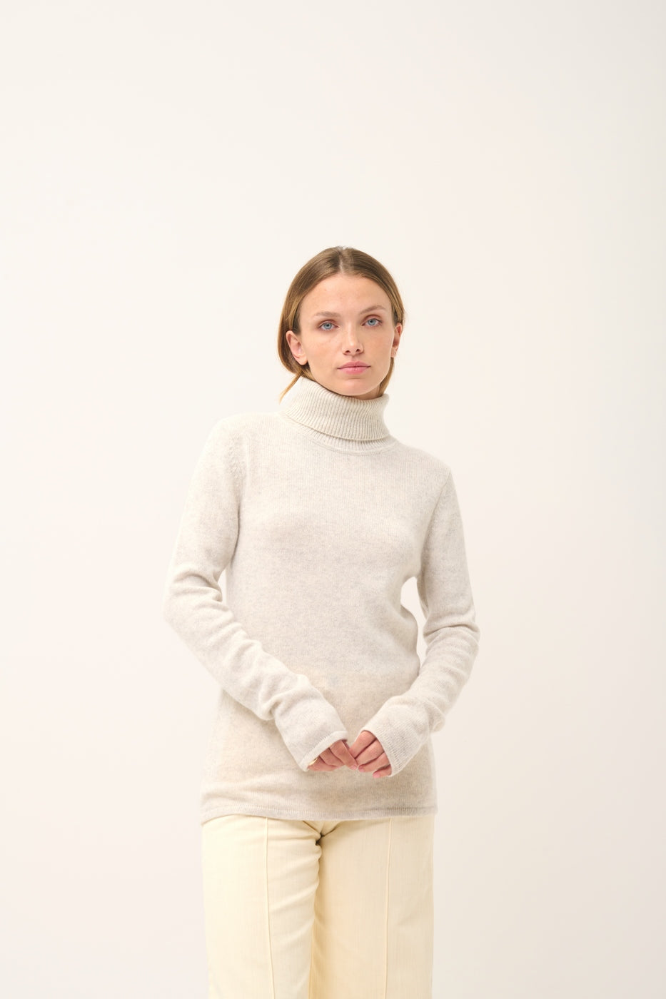 Pull Col Roulé 4 Fils - June - Gris Perle Chiné