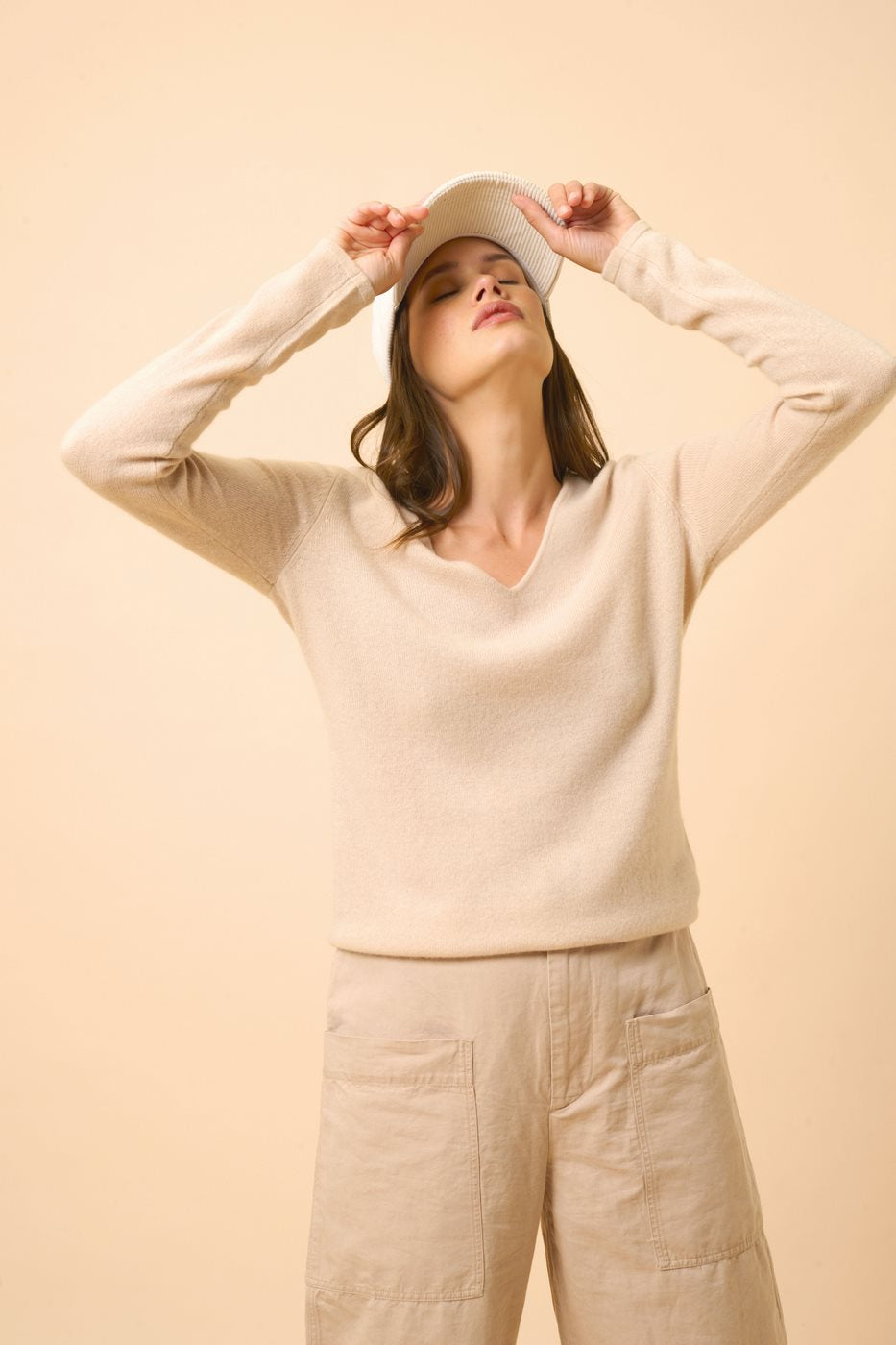 Pull Col V - Joan - Nude