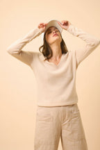 Pull Col V - Joan - Nude