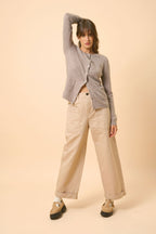Round-Neck Cardigan - Katharine - Mottled Caribou