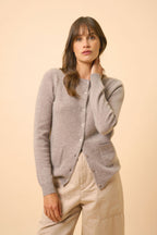 Round-Neck Cardigan - Katharine - Mottled Caribou