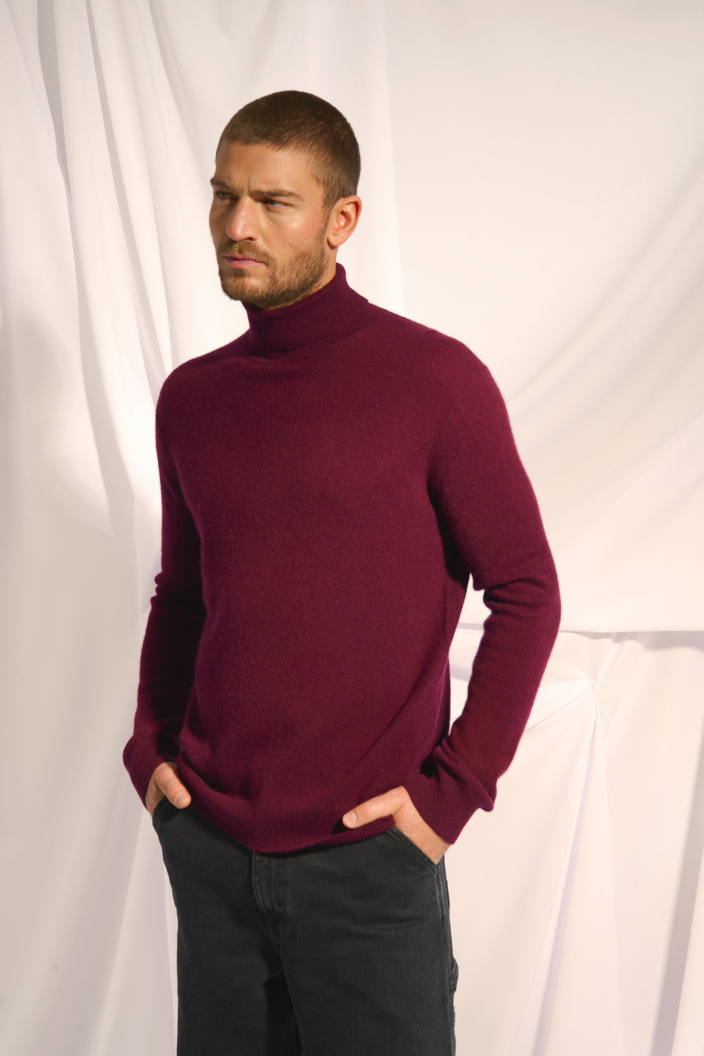 Roll-Neck Jumper - Connor - Mulberry
