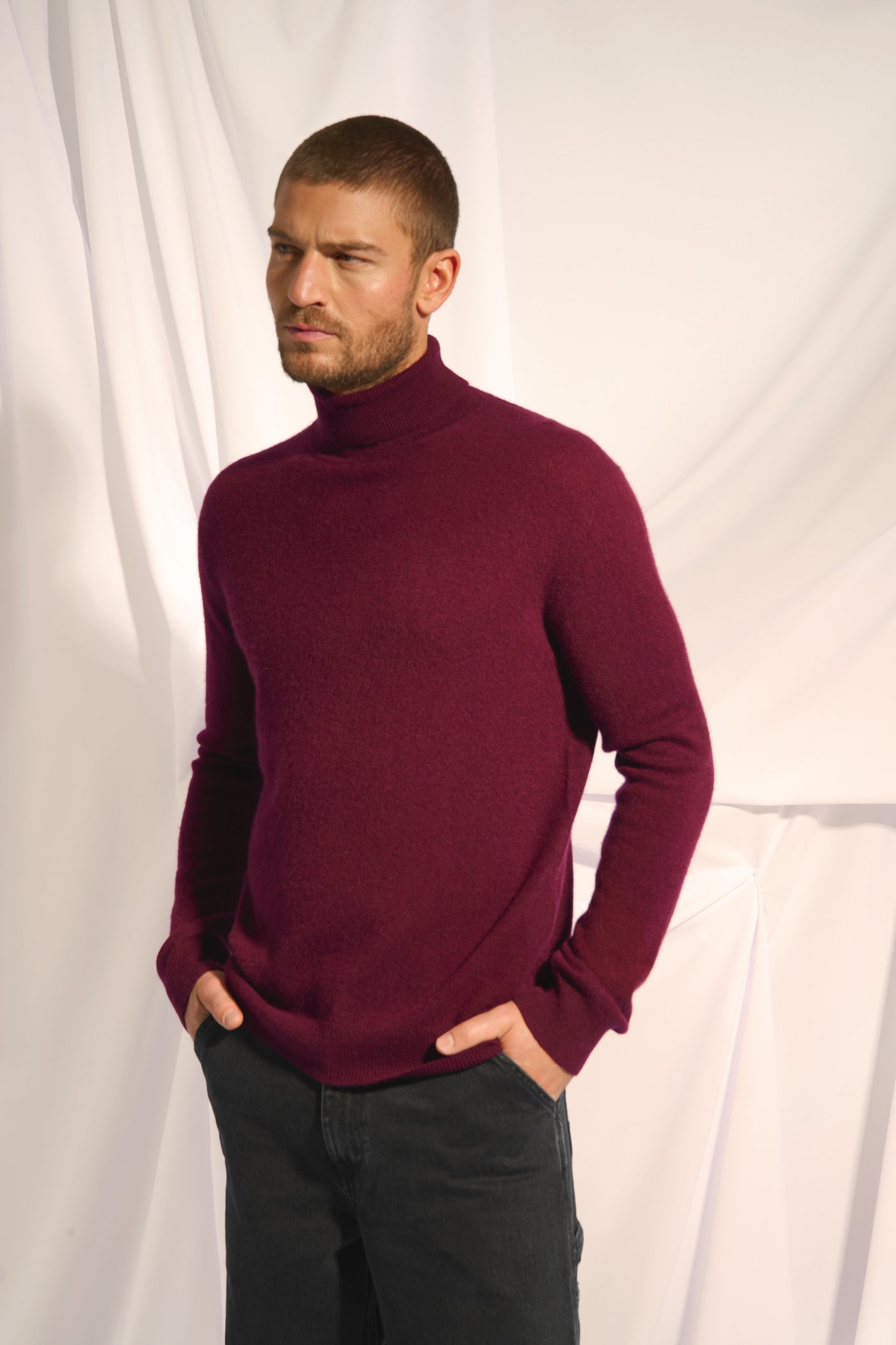 Roll-Neck Jumper - Connor - Mulberry