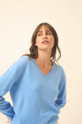 Pull Col V - Nora - Baby Blue