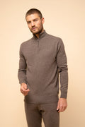 Zip-neck Jumper - Bradley - Taupe Marl