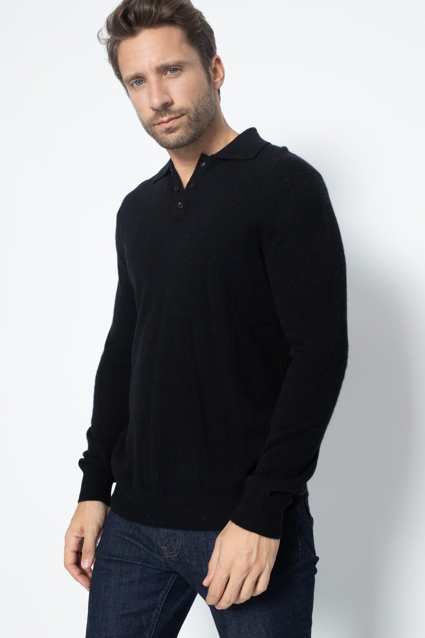 Polo de manga larga - Douglas - Negro