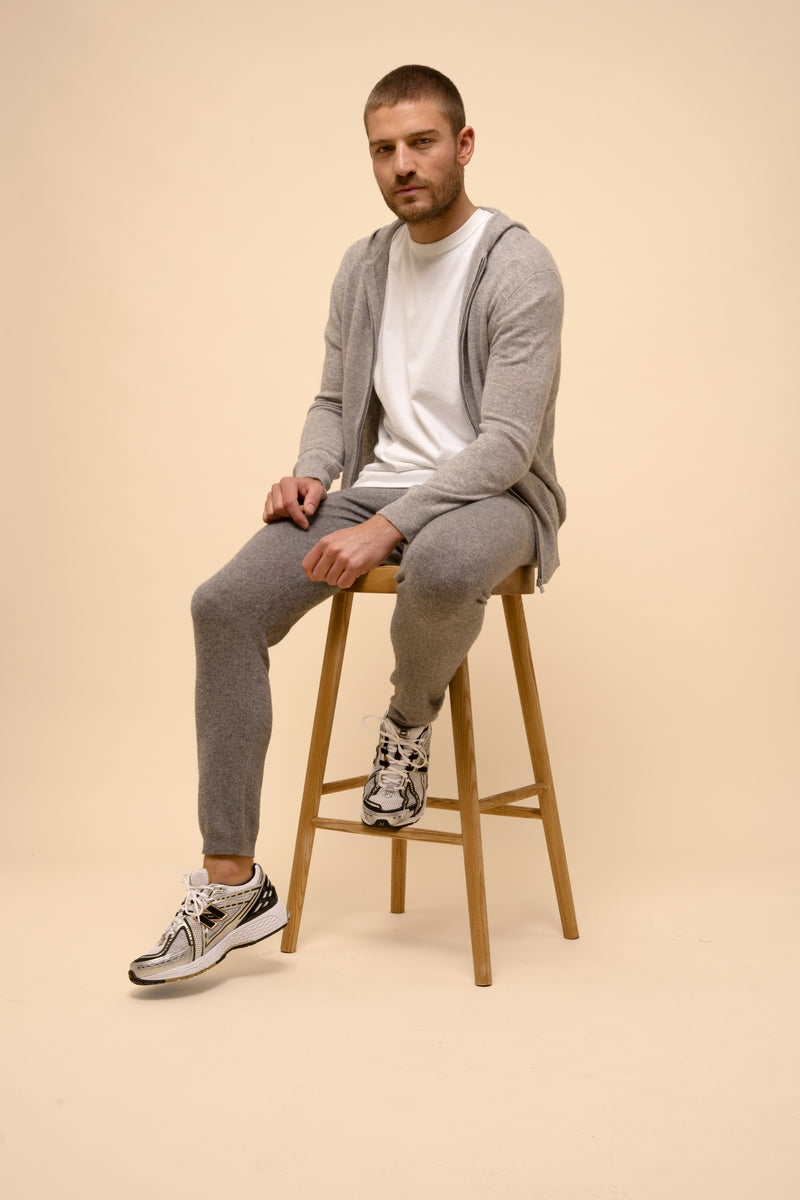 Gilet Zippé Capuche - Elliot - Nuage Chiné