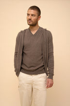 Gilet Zippé Capuche - Elliot - Taupe Chiné