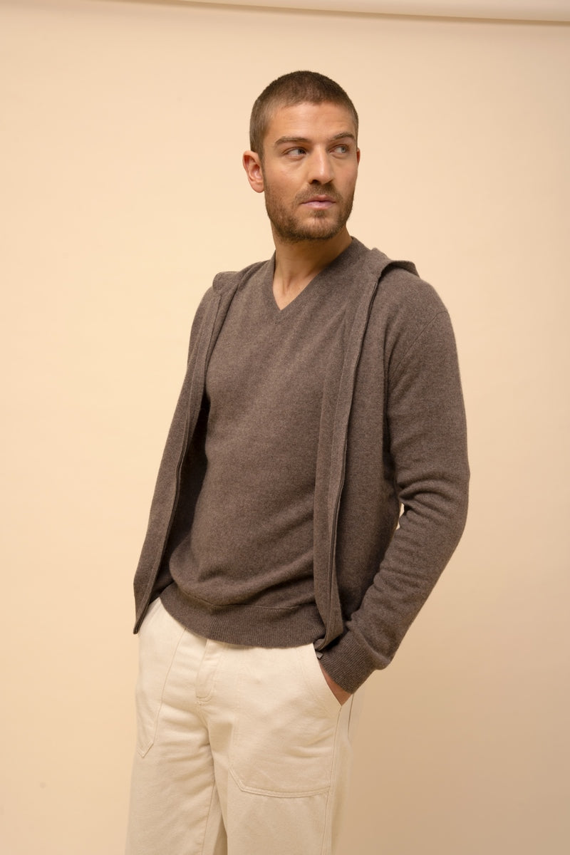 Gilet Zippé Capuche - Elliot - Taupe Chiné