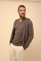 Gilet Zippé Capuche - Elliot - Taupe Chiné
