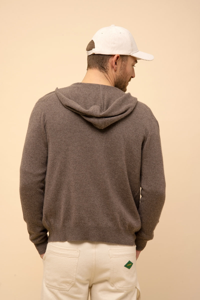 Gilet Zippé Capuche - Elliot - Taupe Chiné