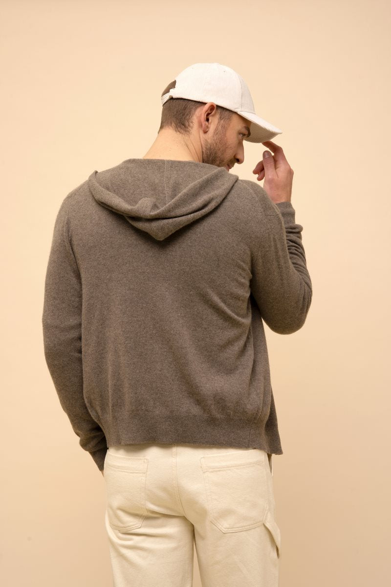Gilet Zippé Capuche - Elliot - Taupe Chiné