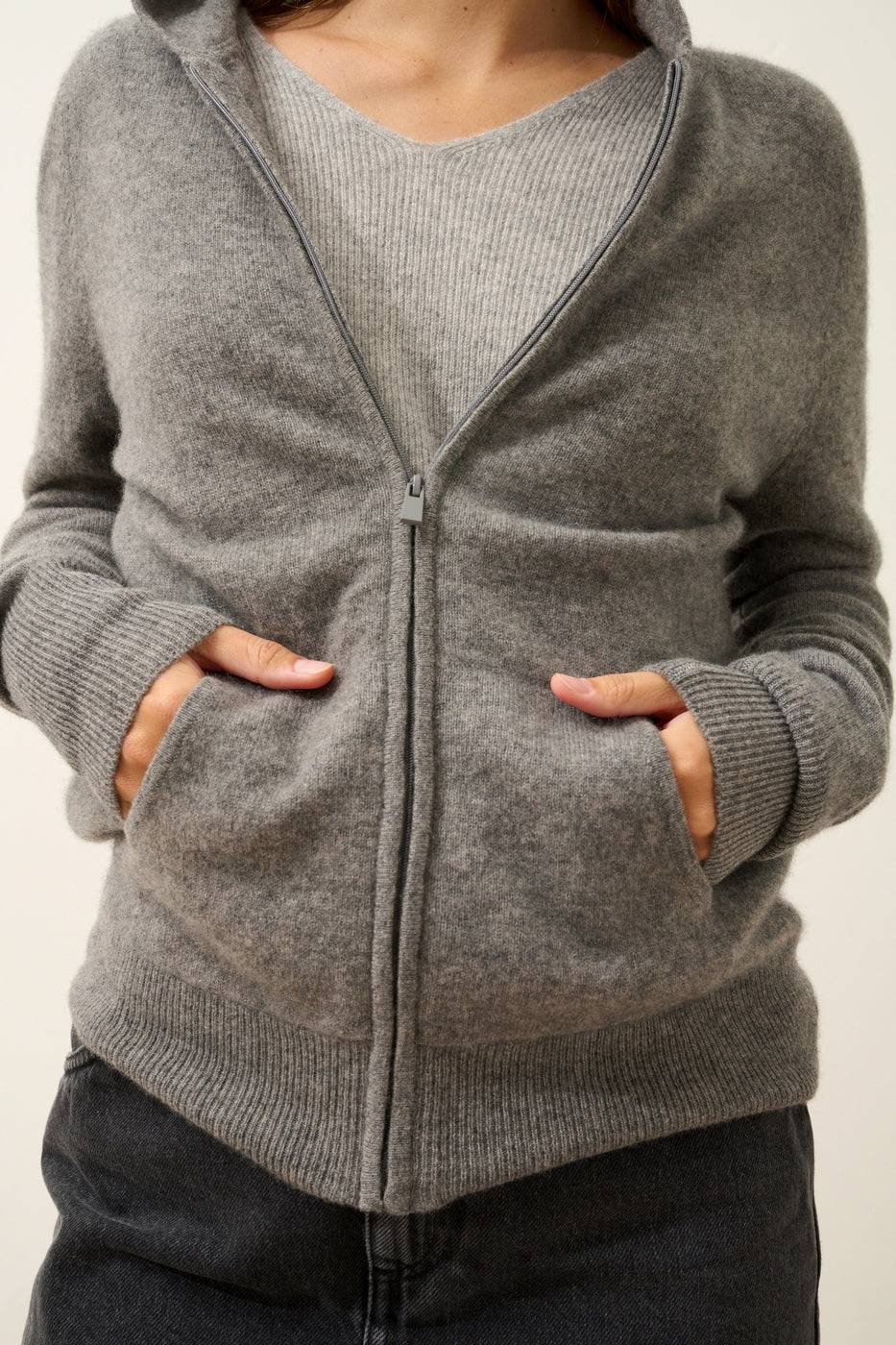 Gilet Zippé Capuche - Debbie - Flanelle Chiné