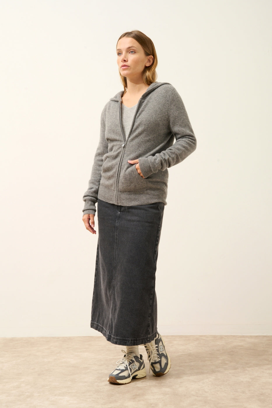 Gilet Zippé Capuche - Debbie - Flanelle Chiné