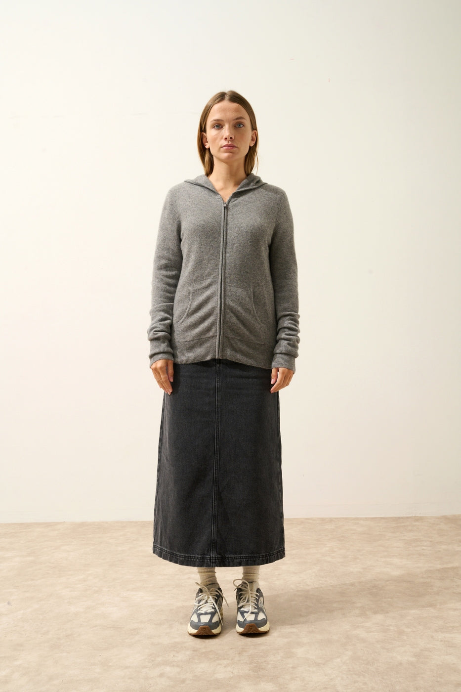 Gilet Zippé Capuche - Debbie - Flanelle Chiné