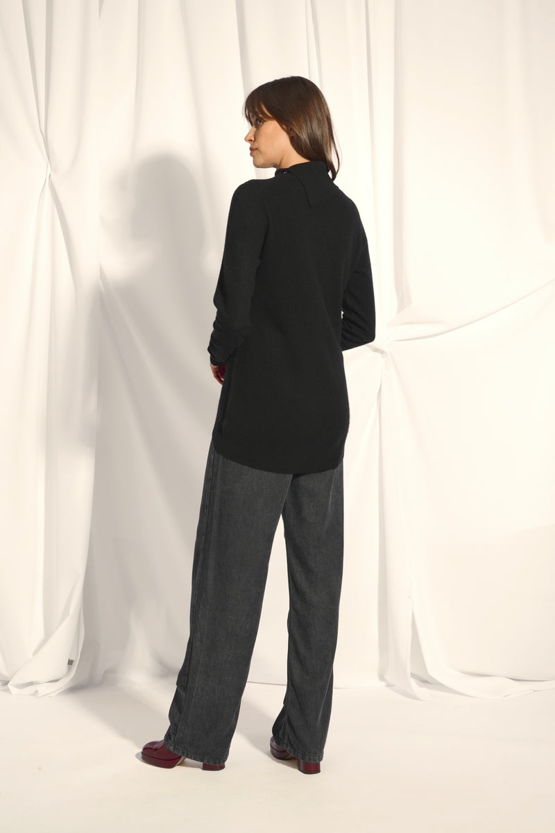 Pull Col Roulé Boutonné Dundee - Noir