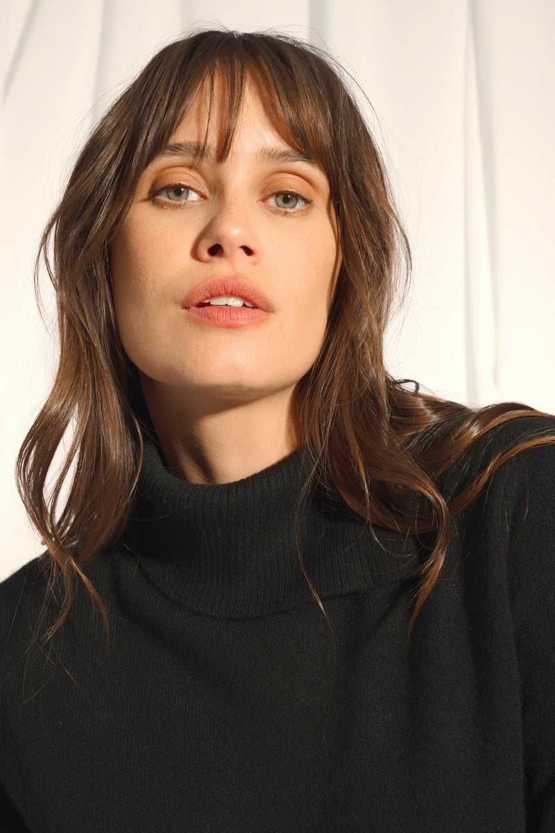 Pull Col Roulé Boutonné Dundee - Noir