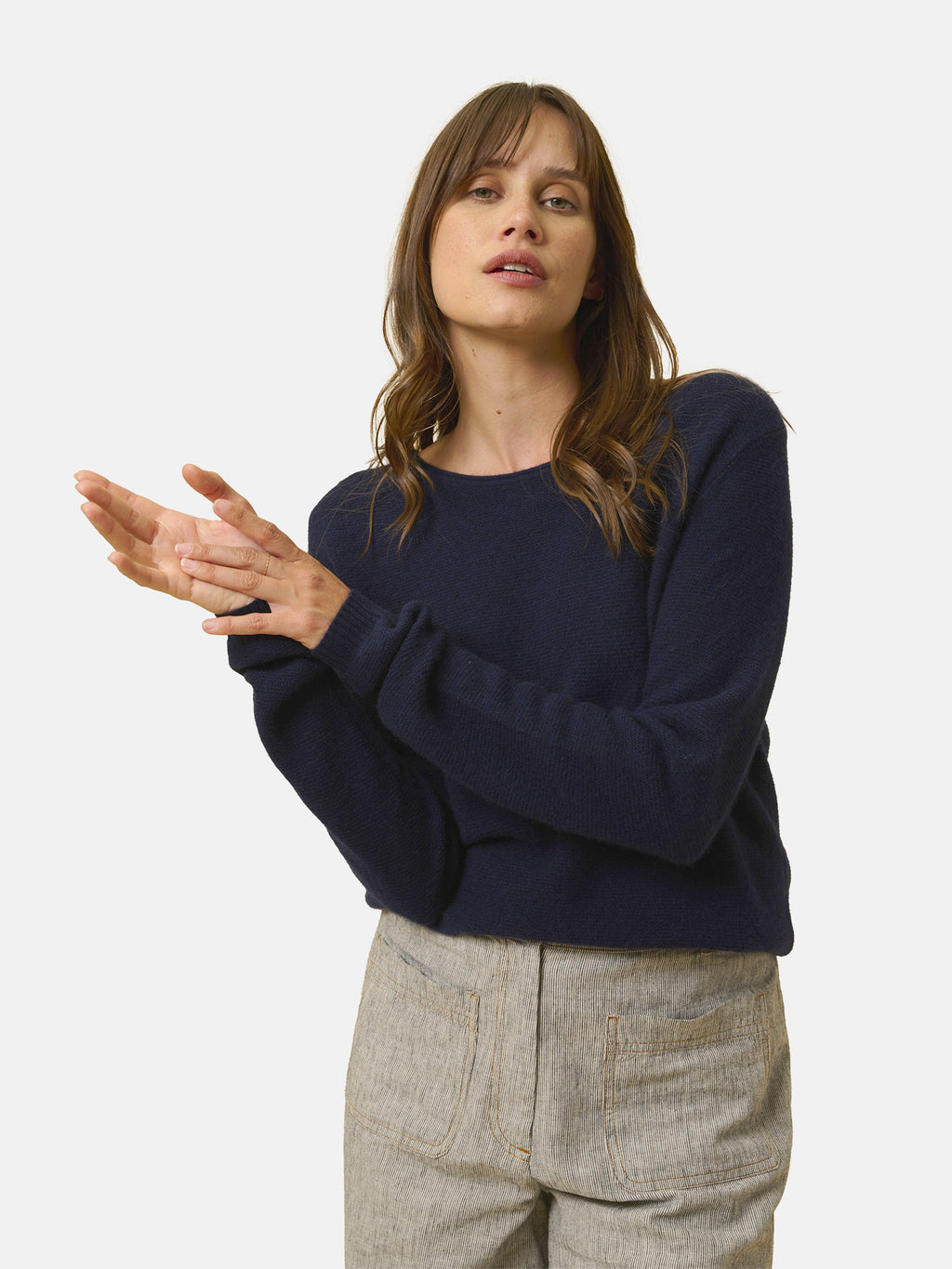 Jersey de Cuello Redondo con Botones en la Espalda Olena - Navy