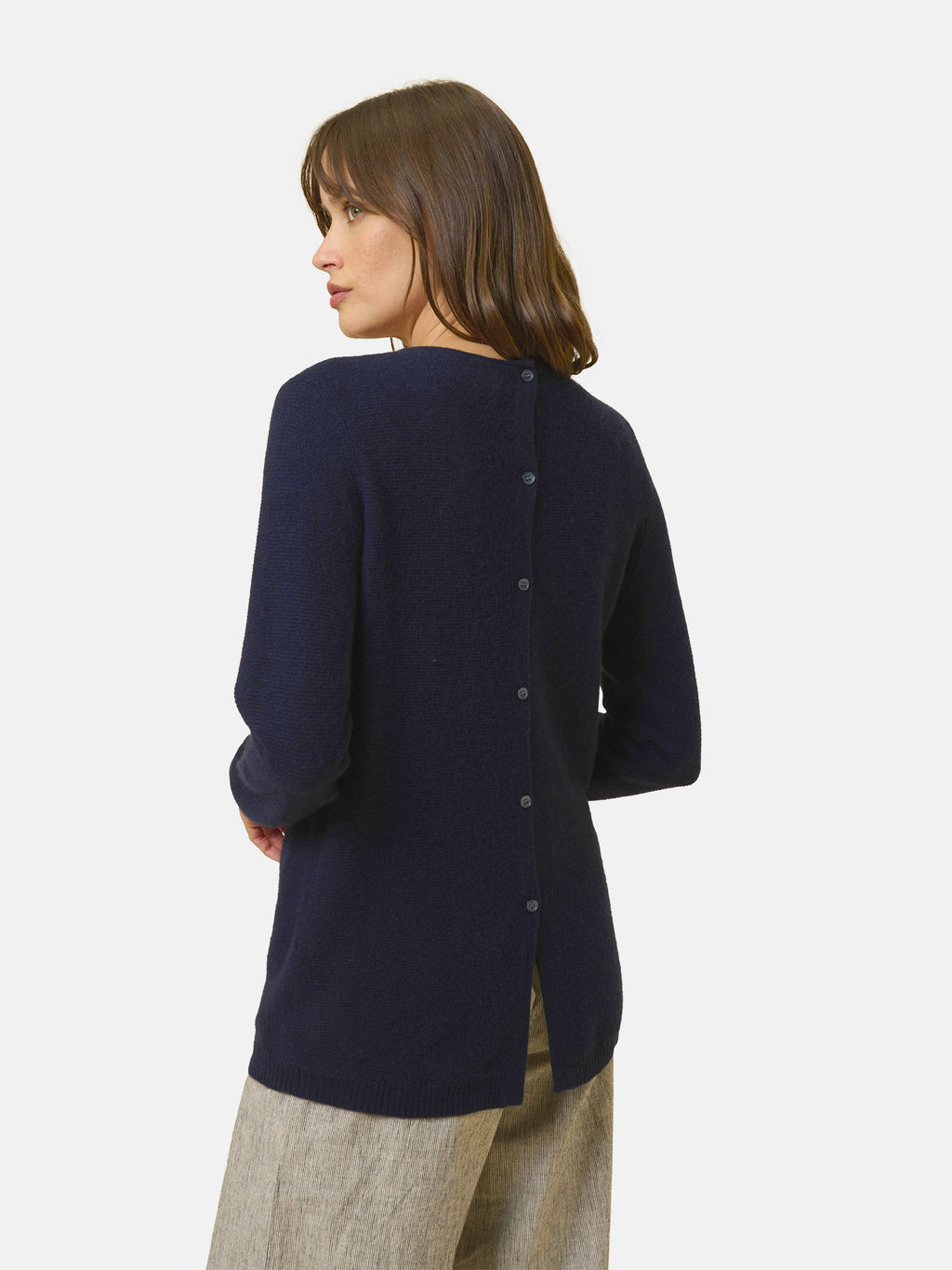 Jersey de Cuello Redondo con Botones en la Espalda Olena - Navy