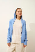 Zip-Up Hooded Cardigan - Debbie - Sky Blue