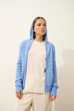 Zip-Up Hooded Cardigan - Debbie - Sky Blue