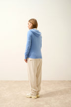 Zip-Up Hooded Cardigan - Debbie - Sky Blue