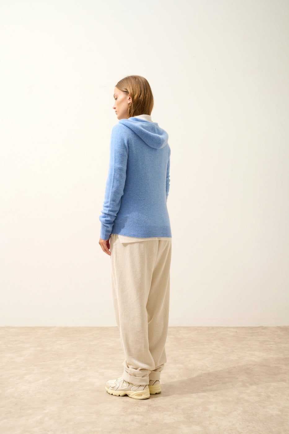 Zip-Up Hooded Cardigan - Debbie - Sky Blue