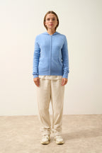 Zip-Up Hooded Cardigan - Debbie - Sky Blue