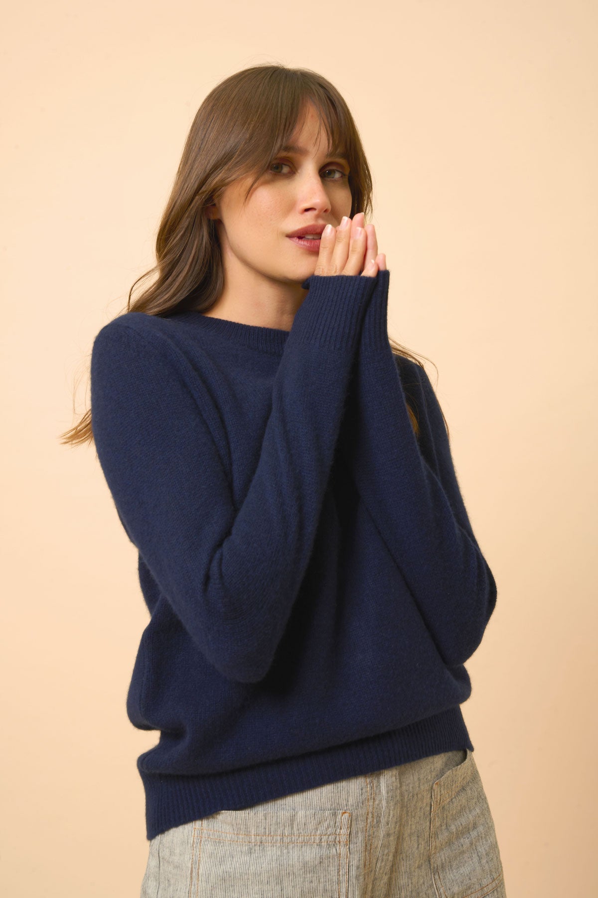 Just Cashmere - Pull Col Rond 4 Fils - Lexini - Navy