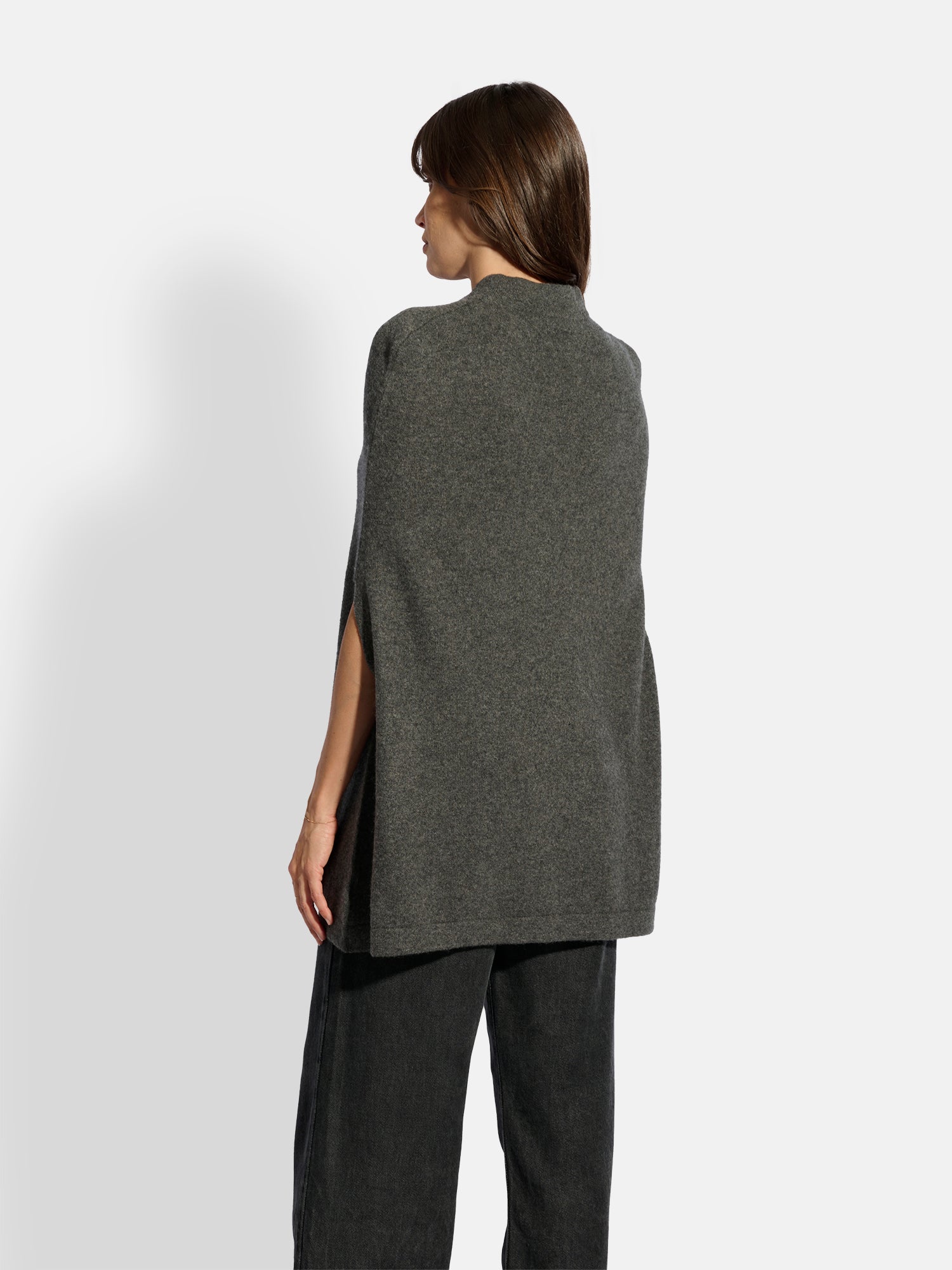 Miamar Round Neck Drawstring Cape - Anthracite Marl