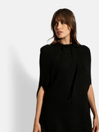 Cape Col Rond Cordon Coulissant Miamar - 100% Cachemire 2 Fils - Noir - Femme