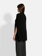 Miamar Round Neck Drawstring Cape - 100% 2-Ply Cashmere - Black - Women