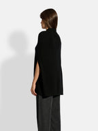 Cape Col Rond Cordon Coulissant Miamar - 100% Cachemire 2 Fils - Noir - Femme