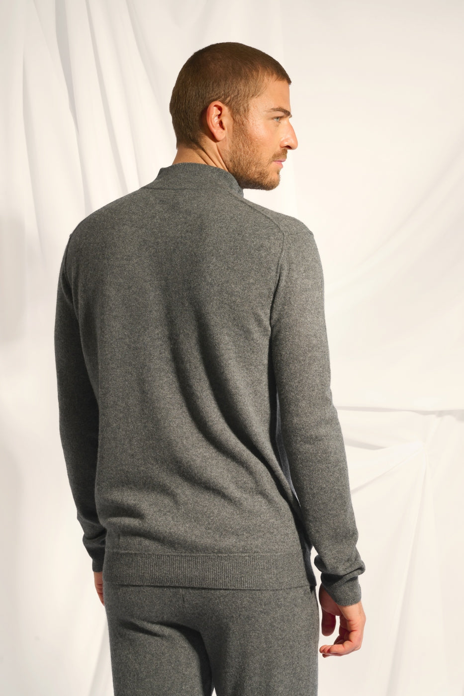 Zip-Neck Jumper - Nour - Mottled Anthracite