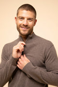 Zip-Neck Jumper - Nour - Mottled Taupe