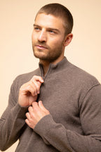 Zip-Neck Jumper - Nour - Mottled Taupe