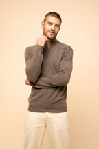 Zip-Neck Jumper - Nour - Mottled Taupe
