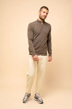 Zip-Neck Jumper - Nour - Mottled Taupe