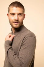 Zip-Neck Jumper - Nour - Mottled Taupe