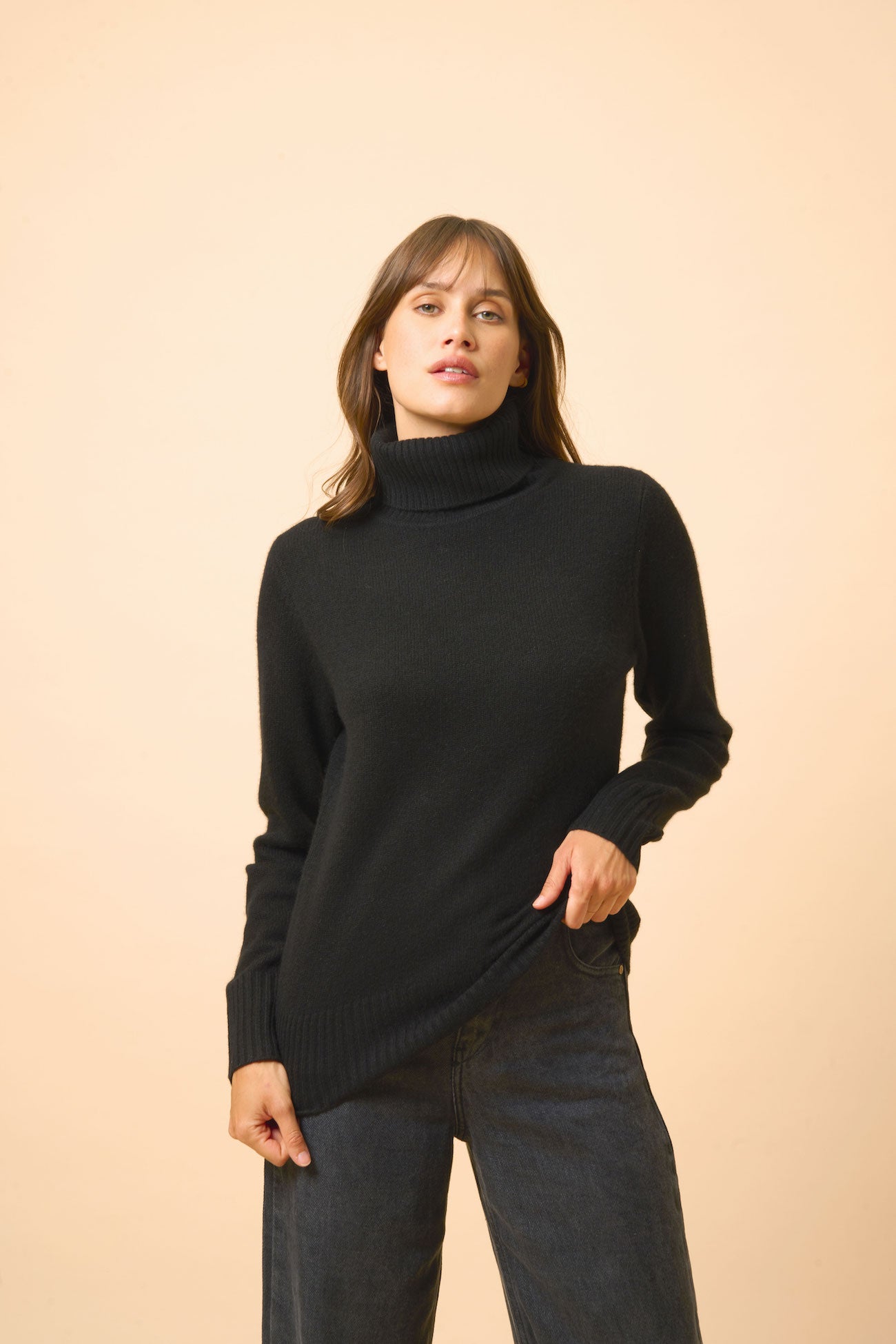 Jersey Cuello Alto 4 Hilos - Lucie - Negro