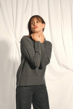 Jersey de cuello alto de 4 capas - Romane - Antracita jaspeada