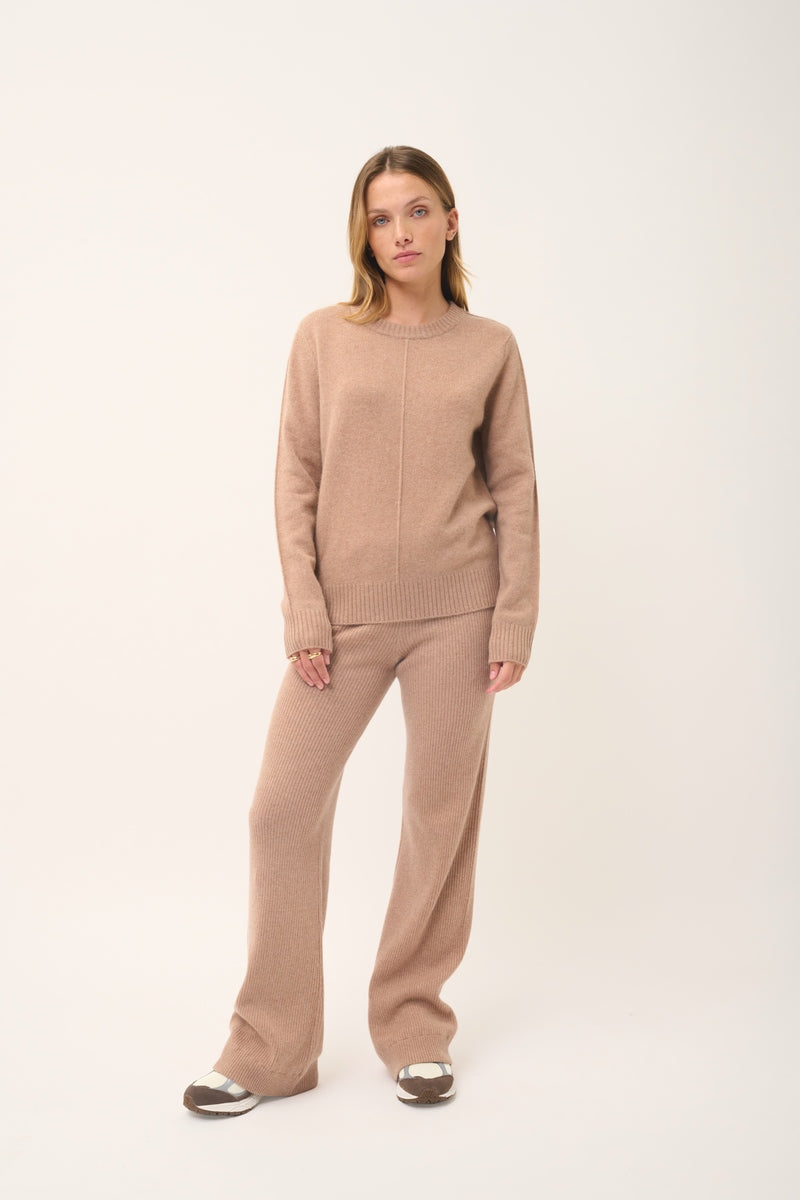 Pull Col Rond 4 Fils - Emma - Camel Chiné