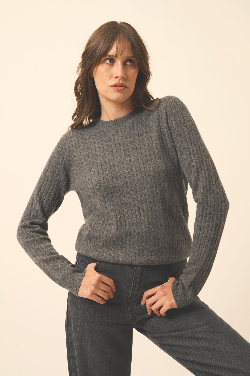 Jersey Cuello Redondo - Jade - Antracita Jaspeada