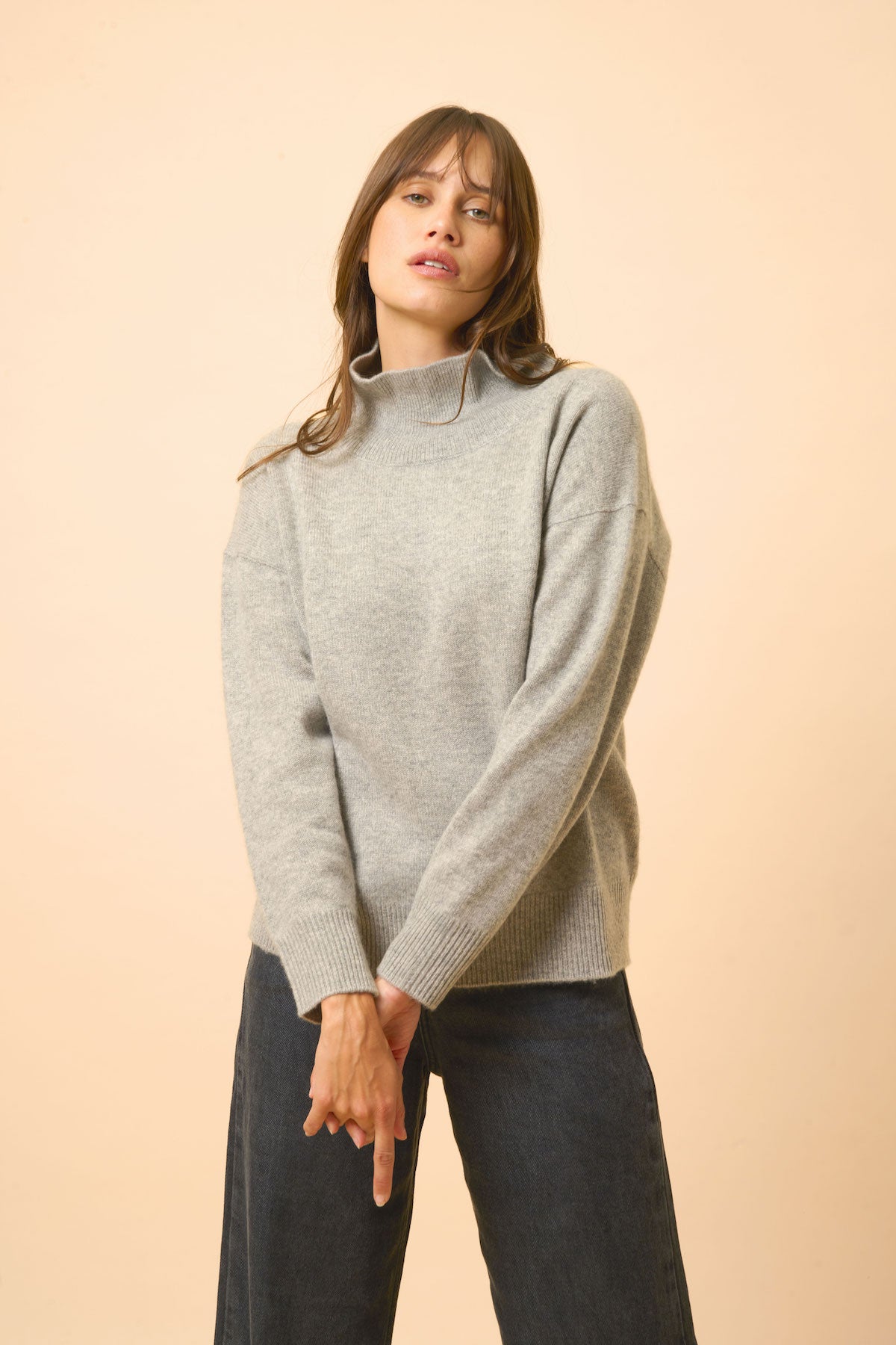 Pull Col Roulé 4 Fils - Louise - Anthracite Chiné