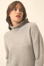 Suéter de cuello alto de 4 capas - Louise - Cloud Heather