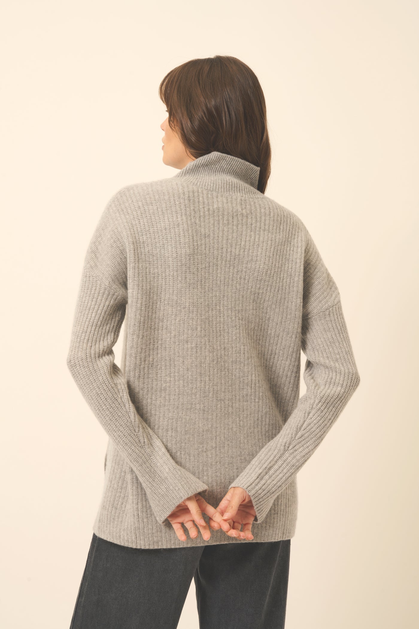 Suéter de cuello alto de 4 capas - Louise - Cloud Heather